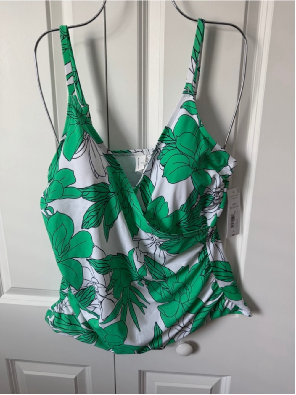 Liz Claiborne Plus Size 16 Green White Floral One Piece Swimsuit